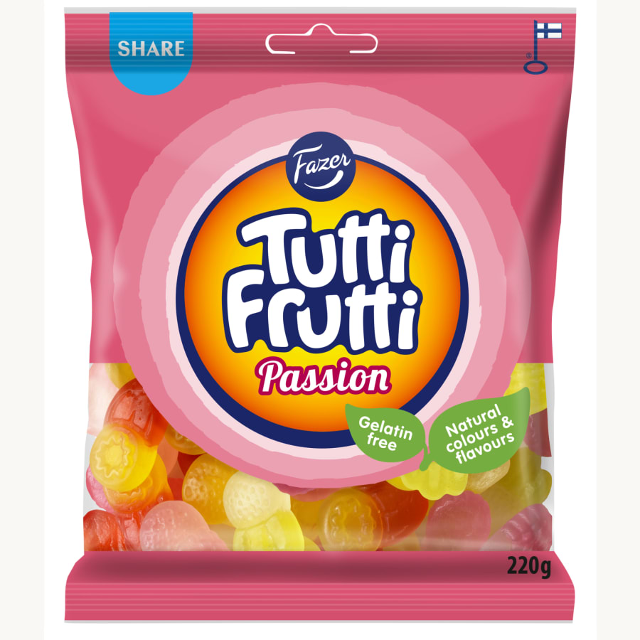 Fazer Tutti Frutti passion 220g karkkipussi