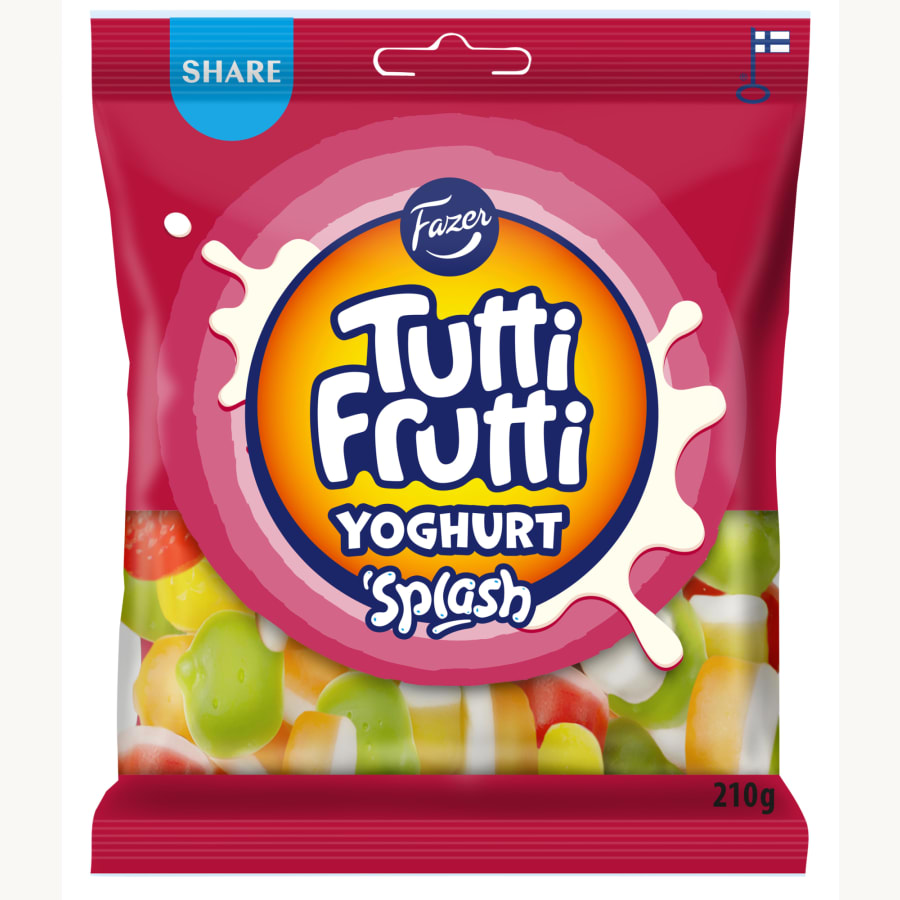 Fazer Tutti Frutti Yoghurt Splash 210 g karkkipussi