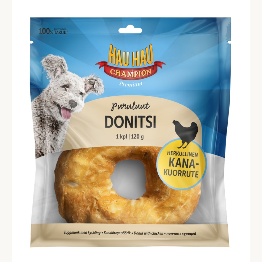 Hau-Hau Champion 15 cm 1 kpl 120 g  Donitsi kanalla koiralle