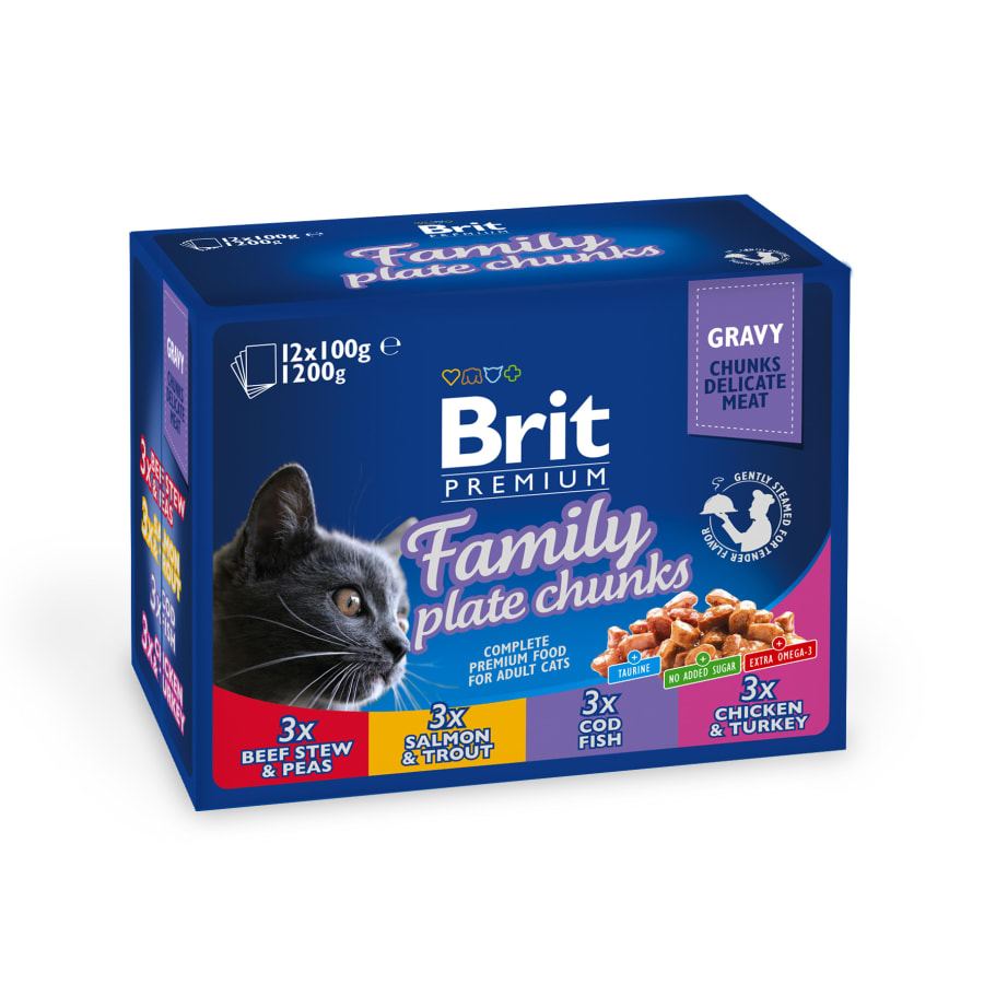 Brit Premium Cat paloja kastikkeessa liha-kala 12x100g