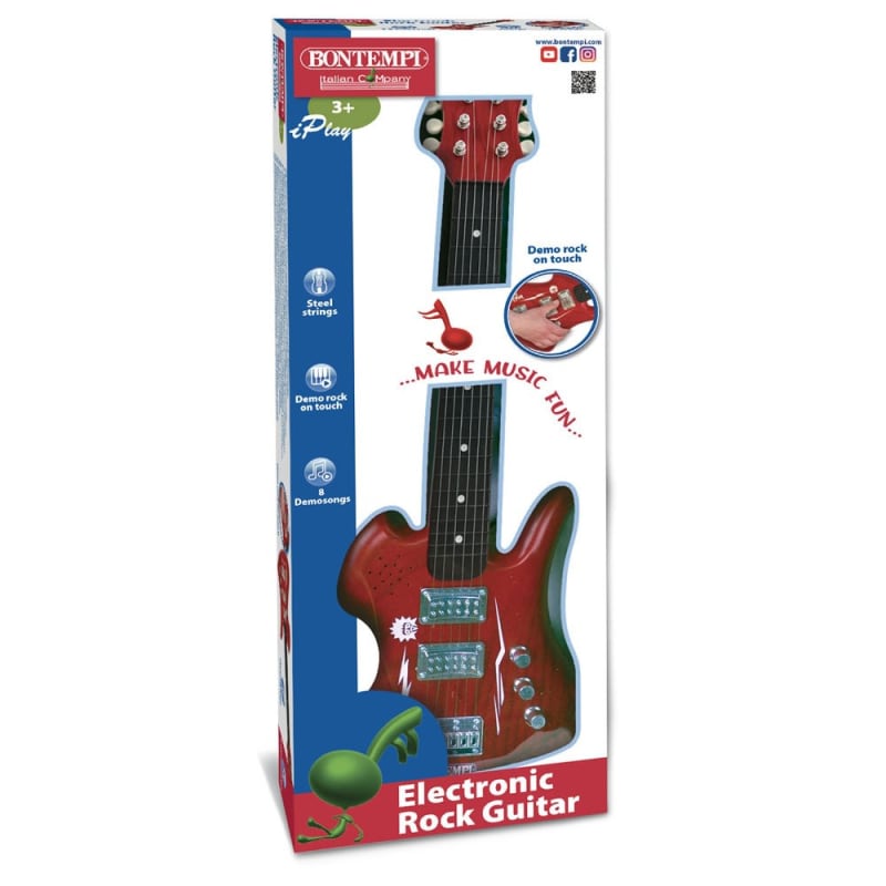 Bontempi Guitare Rock Électronique Sans Fil – Micro, Sangle, 10 Morceaux Préenregistrés – Pour Jeunes Rockstars Dès 6 Ans
