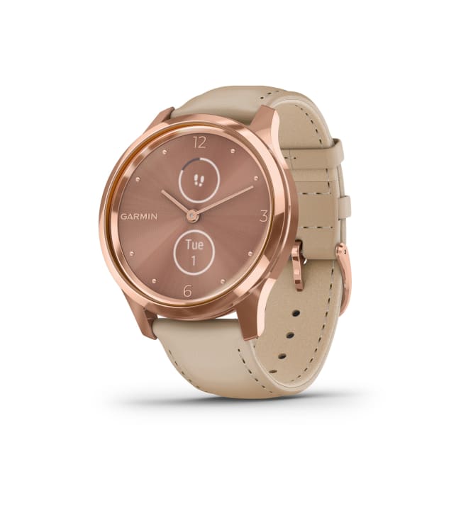garmin vivomove rose gold suede