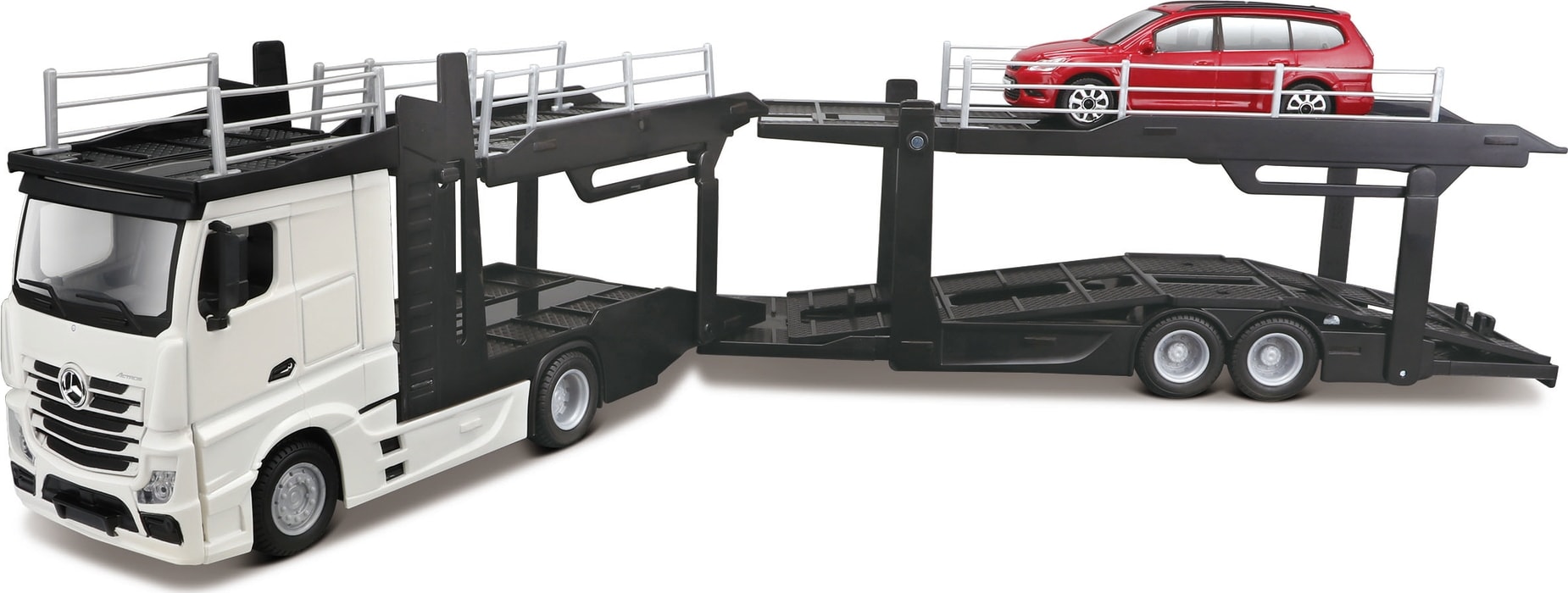 Camion Mercedes Actros porte autos avec 1 voiture Burago 1/43° – Les Miniatures