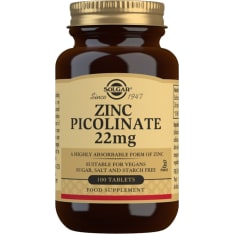 Solgar® Zinc Picolinate 22 mg 100 tabl. Dietary Supplement