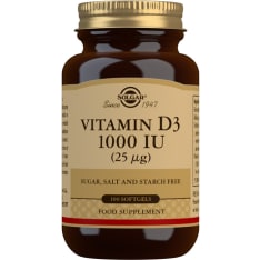 Solgar D3-vitamiini 25 µg ravintolisä