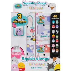 Squishmallows Squish-a-longs Clip-a-Long 3-pack 2,5 cm hahmo ja klipsikotelo (lajitelma)