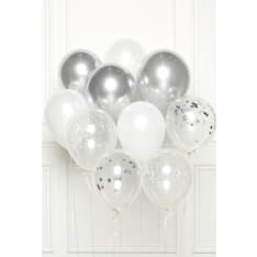 Shades of silver balloon arrangement kit (incl. 10 balloons)