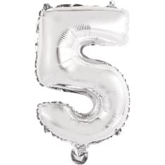 Silver-colored inflatable number foil 35 cm