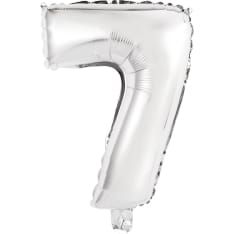 Hopeanvärinen puhallettava numerofolio 35 cm