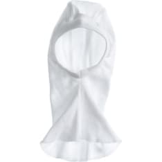 The first piece of clothing is a white helmet