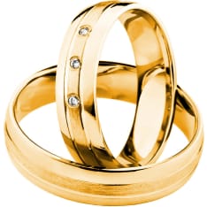 3D Gold 551-5 3 x 0,01 ct keltakultainen timanttisormus