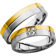 3D Gold 571-5 4 x 0,01 ct kelta-valkokultainen timanttisormus