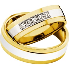 3D Gold 574-6 4 x 0,01 ct kelta-valkokultainen timanttisormus