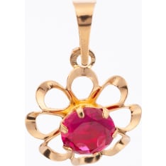 SK R8-3.2 large open flower 5 mm red zircon pendant