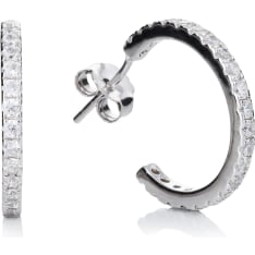 Sk B83 Rhodium Plated Half Rings with Zircons