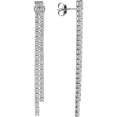Sk B85 Rhodium Plated Half Rings with Zircons