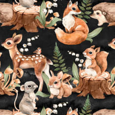 Textil Metsän eläimet 150 cm trikookangas