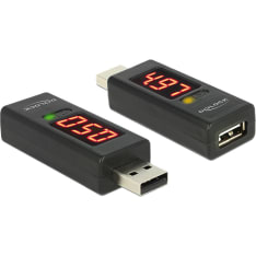 DeLOCK 65569 USB-adapteri ampeeri ja volttimittarilla