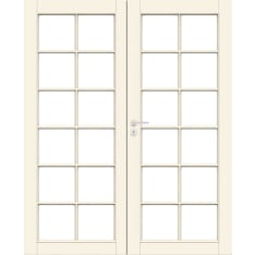 Swedoor 12R 15x21 with clear glass, hardened white solid double mirror door