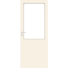 Swedoor 10x21 white flat door with glass opening lined with clear glass