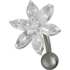 Silver Wave Flower hub ring