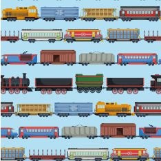 Digiprint Locomotive and train 150 cm trikokangas