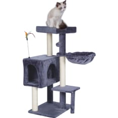 Pohjolan Lemmikkitarvike 90 cm dark grey cat climbing tree