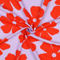 Flowers 134 cm linen viscose fabric