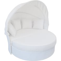 Pohjola Garden Poly Rattan Sun Bed / Lounger 165 cm, White / Beige