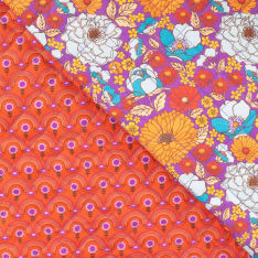 Floral print, 140 cm, quilted, double-sided cotton fabric
