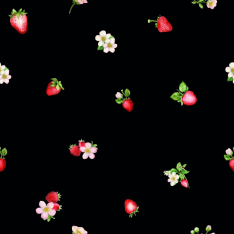 Textil Jordgubbe blomma 150 cm trikookangas