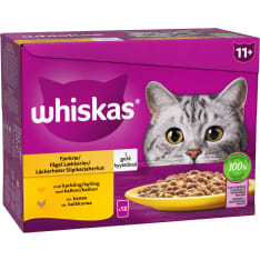 Whiskas 11+ 12 x 85 g siipikarjaherkut hyytelössä kissan märkäruoka