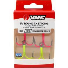 VMC 4551 UV Assorted Round 1X treble hook