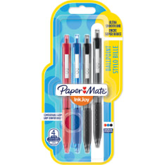 Paper Mate InkJoy 300RT Retractable Ballpoint Pens | Medium Point (1.0 mm) | Black, Blue & Red | 4 Count