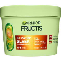 Garnier Fructis Keratin Sleek 370ml hiusnaamio pörröisille hiuksille