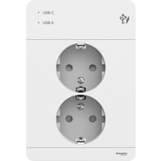 Schneider Electric Exxact 2-osainen pistorasia+USB