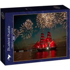 Bluebird Fireworks around a Sailboat 500p Jigsaw Puzzle
