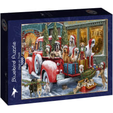 Bluebird Christmas Dogs on Truck 1000p palapeli