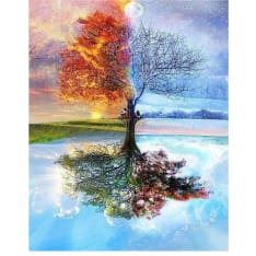 Figured Art Stamped Cross Stitch 4 Seasons Tree