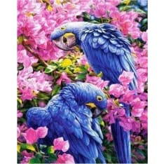 Figured Art Stamped Cross Stitch Blue Parrots
