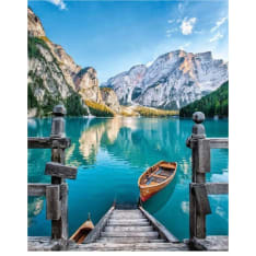 Figured Art Stamped Cross Stitch Boat on the Lake
