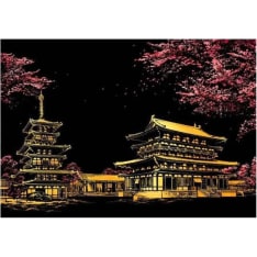 Figured Art Scratch Painting Yakushiji in Japan