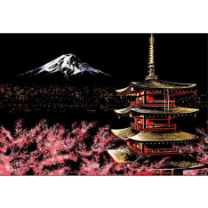 Figured Art Scratch Painting Mount Fuji in Japan
