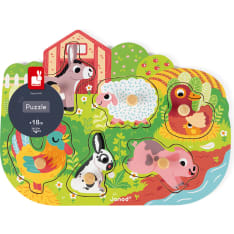 Janod Happy Farm Animals Knob Puzzle