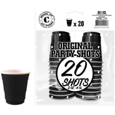 Musta muovinen shottilasi