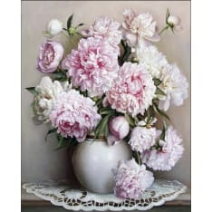 Figure'd Art Vase of Peonies numeromaalaus
