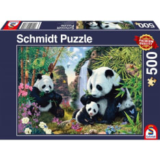 Schmidt Panda Family at the Waterfall 500p Jigsaw Puzzle