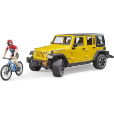 Jeep Wrangler Rubicon Unlimited and mountain bike and cyclist
