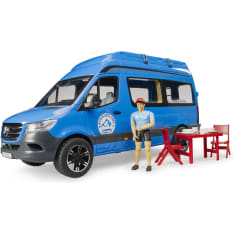 Bruder 02684 MB Sprinter retkeilyauto kuljettajalla ja varusteilla