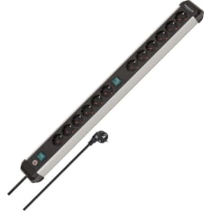 Brennenstuhl Premium-Alu-Line 12-osainen 3m sisäjatkojohto kahdella kytkimellä